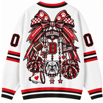 Chaotic Club Cheer Mom Bow Mascot Game Day Cardigan