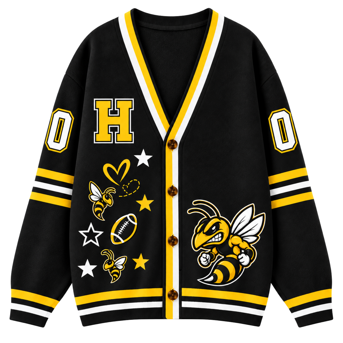 Chaotic Club Cheer Mom Bow Mascot Game Day Cardigan