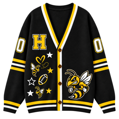 Chaotic Club Cheer Mom Bow Mascot Game Day Cardigan