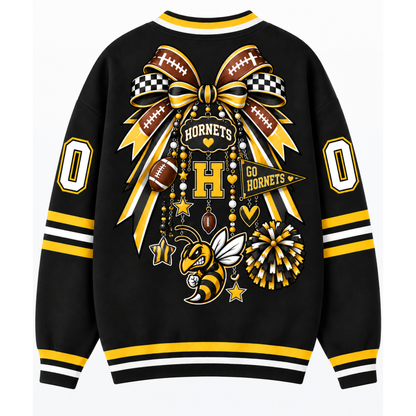 Chaotic Club Cheer Mom Bow Mascot Game Day Cardigan