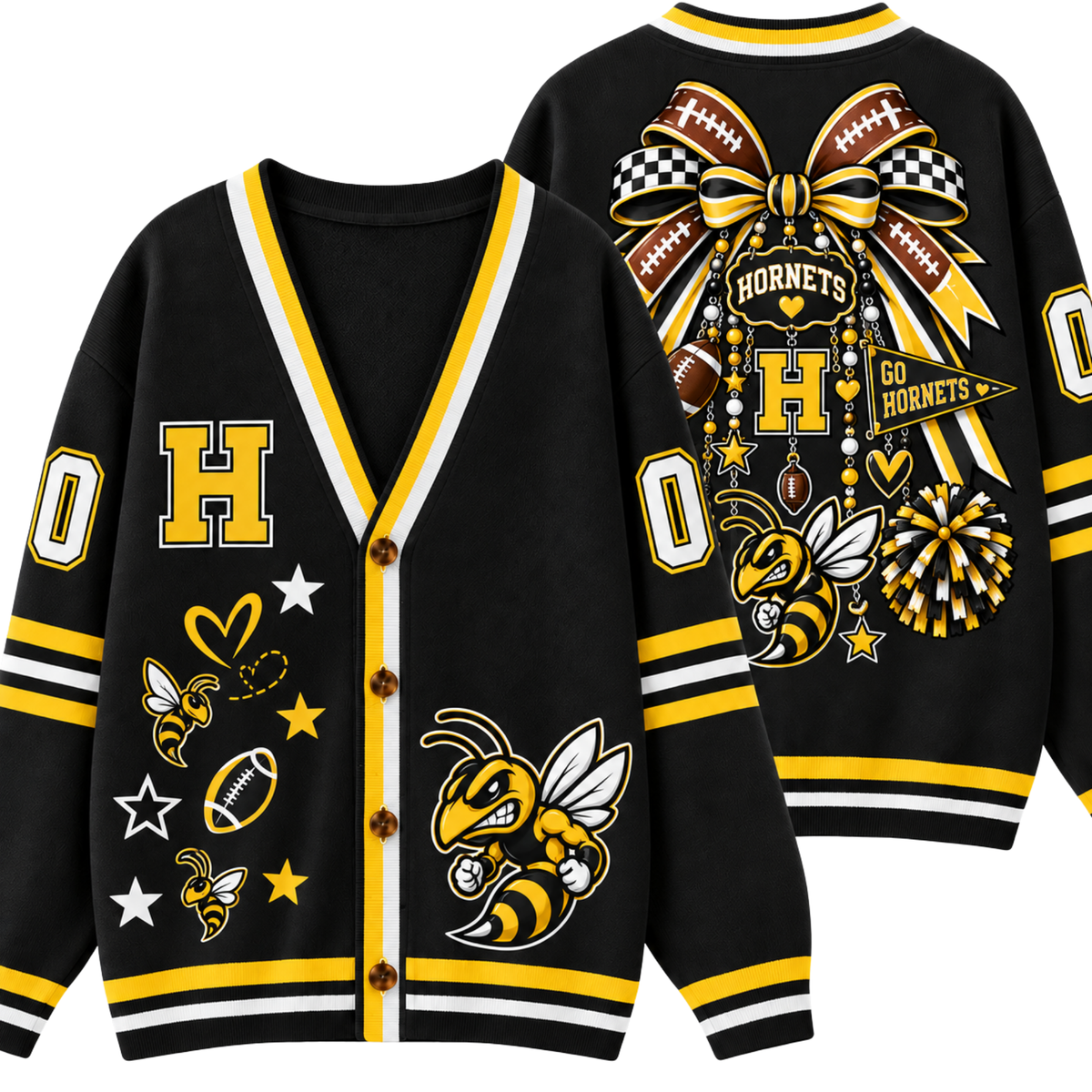 Chaotic Club Cheer Mom Bow Mascot Game Day Cardigan