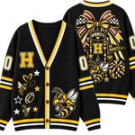 Chaotic Club Cheer Mom Bow Mascot Game Day Cardigan