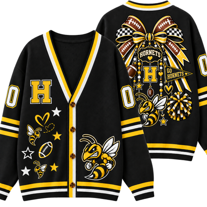 Chaotic Club Cheer Mom Bow Mascot Game Day Cardigan