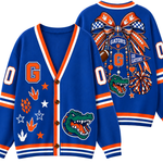 Chaotic Club Cheer Mom Bow Mascot Game Day Cardigan
