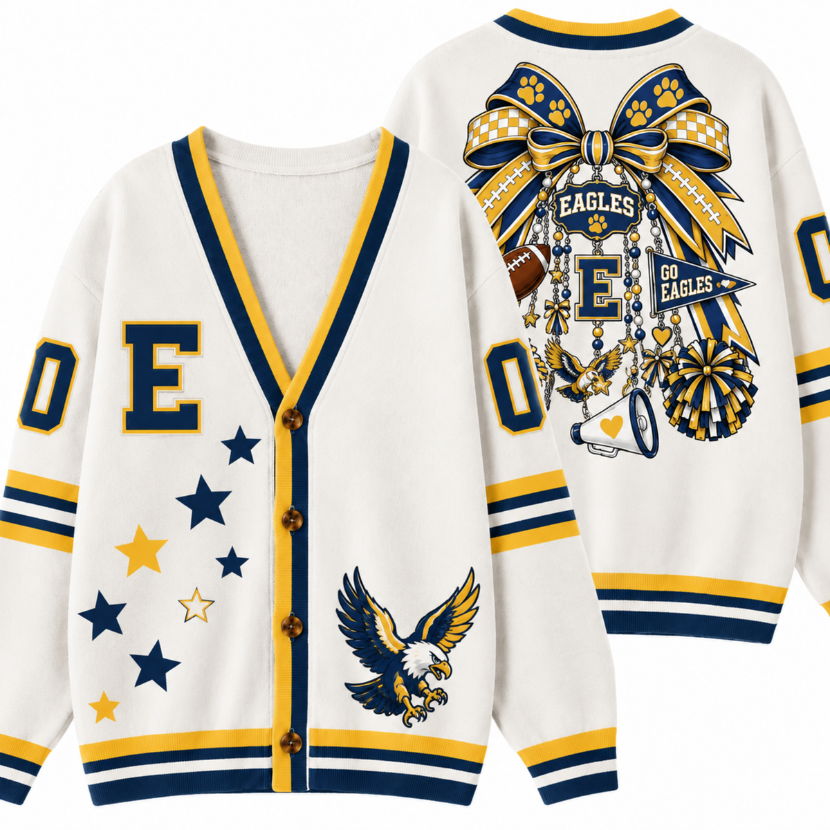 Chaotic Club Cheer Mom Bow Mascot Game Day Cardigan
