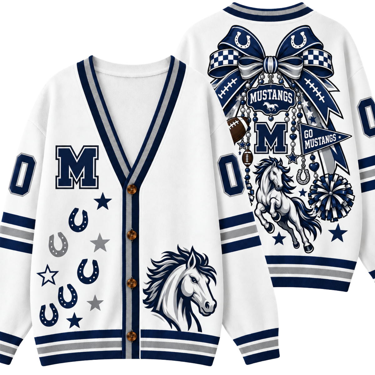 Chaotic Club Cheer Mom Bow Mascot Game Day Cardigan