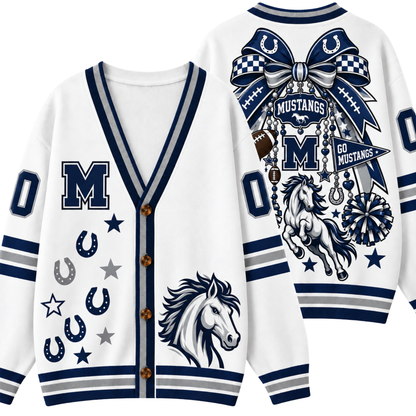 Chaotic Club Cheer Mom Bow Mascot Game Day Cardigan