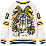 Chaotic Club Cheer Mom Bow Mascot Game Day Cardigan