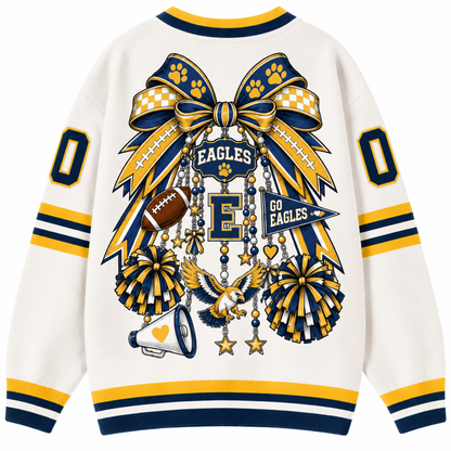 Chaotic Club Cheer Mom Bow Mascot Game Day Cardigan