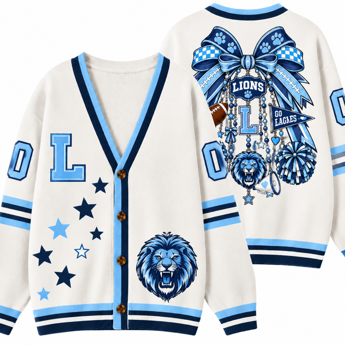 Chaotic Club Cheer Mom Bow Mascot Game Day Cardigan