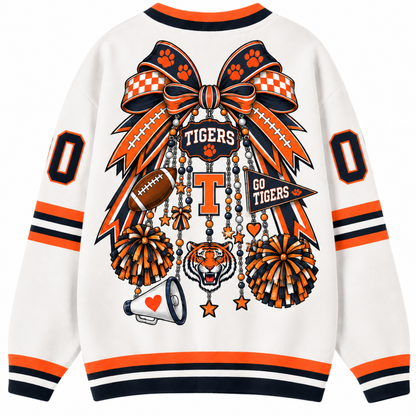 Chaotic Club Cheer Mom Bow Mascot Game Day Cardigan