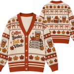 Chaotic Club Coffee Books Fall Vibes Knit Cardigan