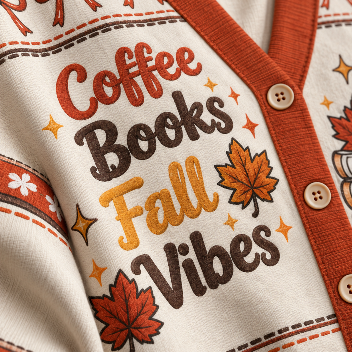 Chaotic Club Coffee Books Fall Vibes Knit Cardigan