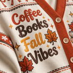 Chaotic Club Coffee Books Fall Vibes Knit Cardigan