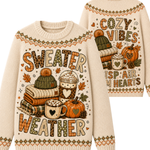 Chaotic Club Cozy Vibes Sweater Weather Coffee Pumpkin Ugly Sweatshirt