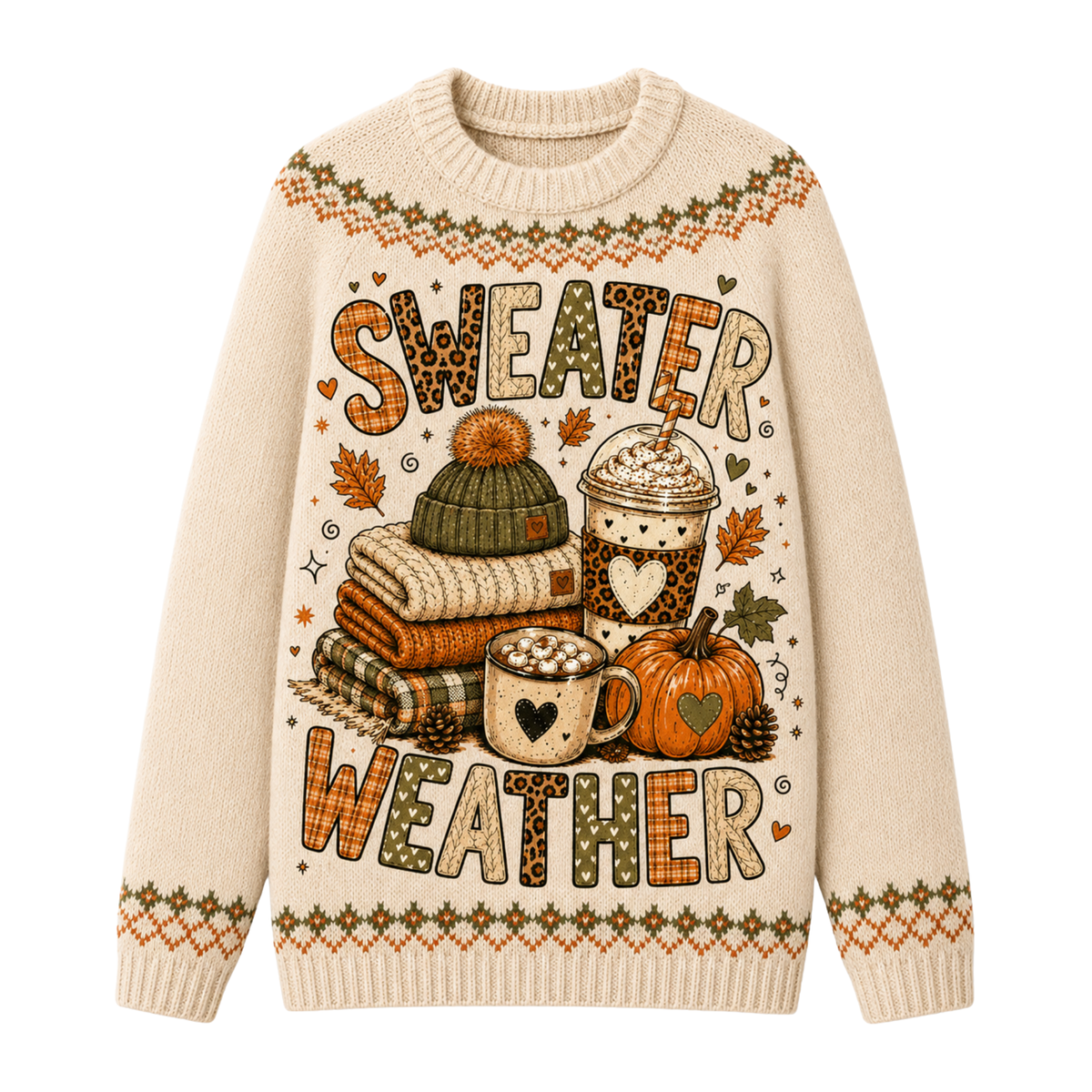 Chaotic Club Cozy Vibes Sweater Weather Coffee Pumpkin Ugly Sweatshirt