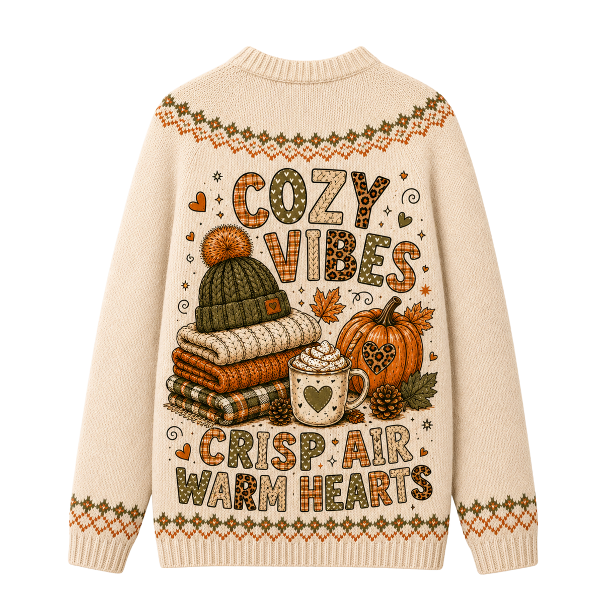 Chaotic Club Cozy Vibes Sweater Weather Coffee Pumpkin Ugly Sweatshirt