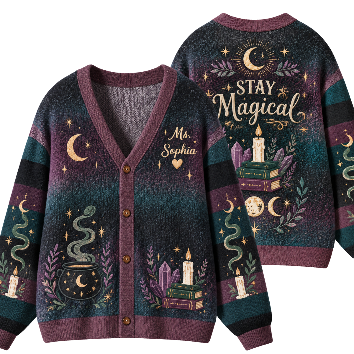 Chaotic Club Custom Celestial Witchcraft Knit Cardigan