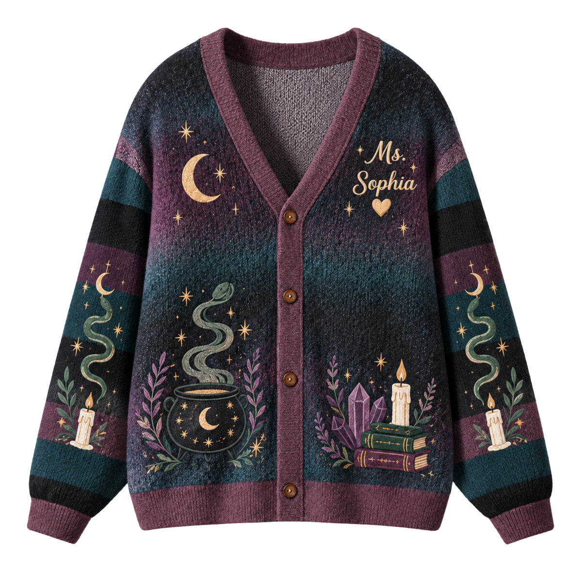 Chaotic Club Custom Celestial Witchcraft Knit Cardigan