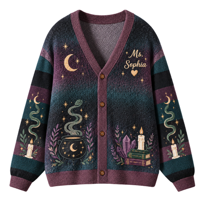 Chaotic Club Custom Celestial Witchcraft Knit Cardigan