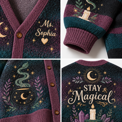 Chaotic Club Custom Celestial Witchcraft Knit Cardigan