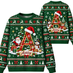 Chaotic Club Custom Christmas Monogram Letter Ugly Sweatshirt