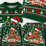 Chaotic Club Custom Christmas Monogram Letter Ugly Sweatshirt