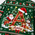 Chaotic Club Custom Christmas Monogram Letter Ugly Sweatshirt