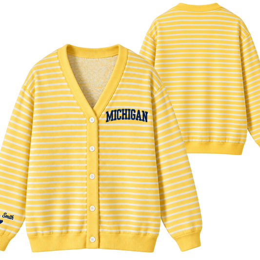 Chaotic Club Custom Collegiate Striped Knit Cardigan