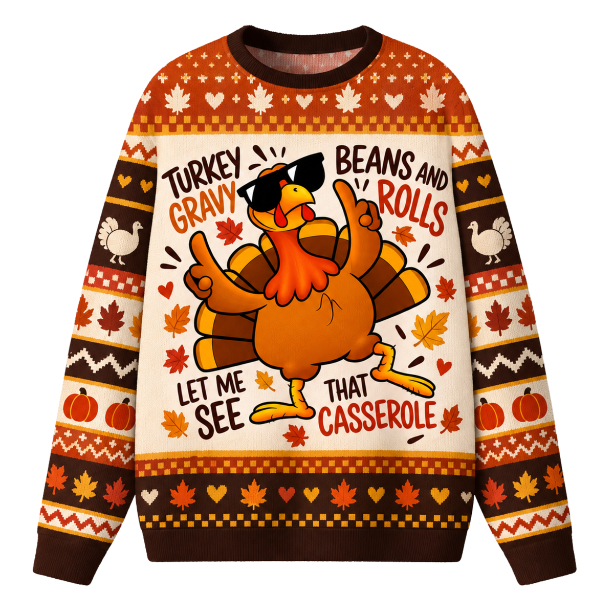 Chaotic Club Custom Dancing Turkey Thanksgiving Ugly Sweatshirt