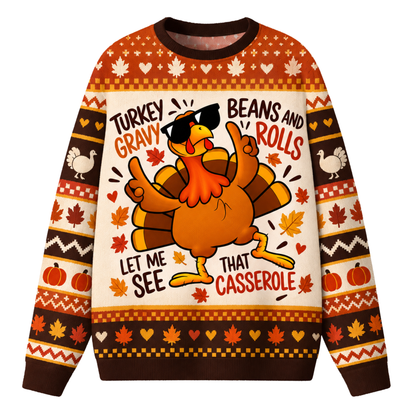 Chaotic Club Custom Dancing Turkey Thanksgiving Ugly Sweatshirt