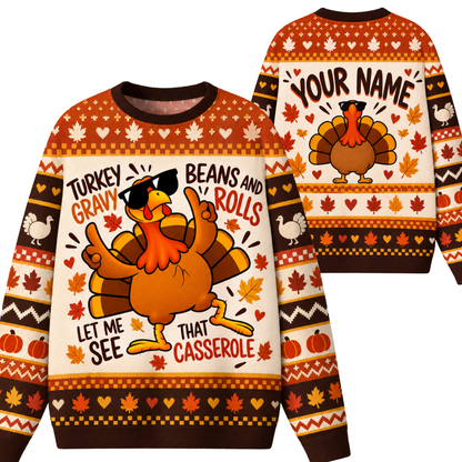 Chaotic Club Custom Dancing Turkey Thanksgiving Ugly Sweatshirt