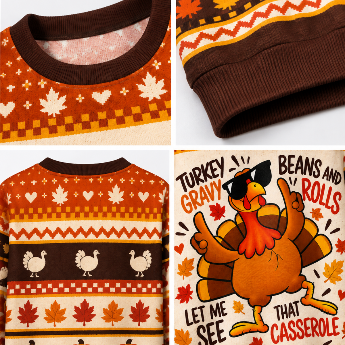 Chaotic Club Custom Dancing Turkey Thanksgiving Ugly Sweatshirt