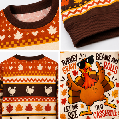Chaotic Club Custom Dancing Turkey Thanksgiving Ugly Sweatshirt