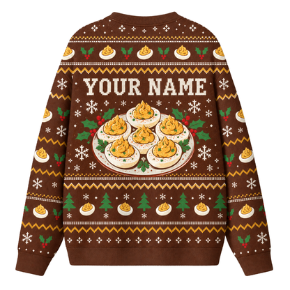 Chaotic Club Custom Deviled Eggs Holiday Party Ugly Sweatshirt