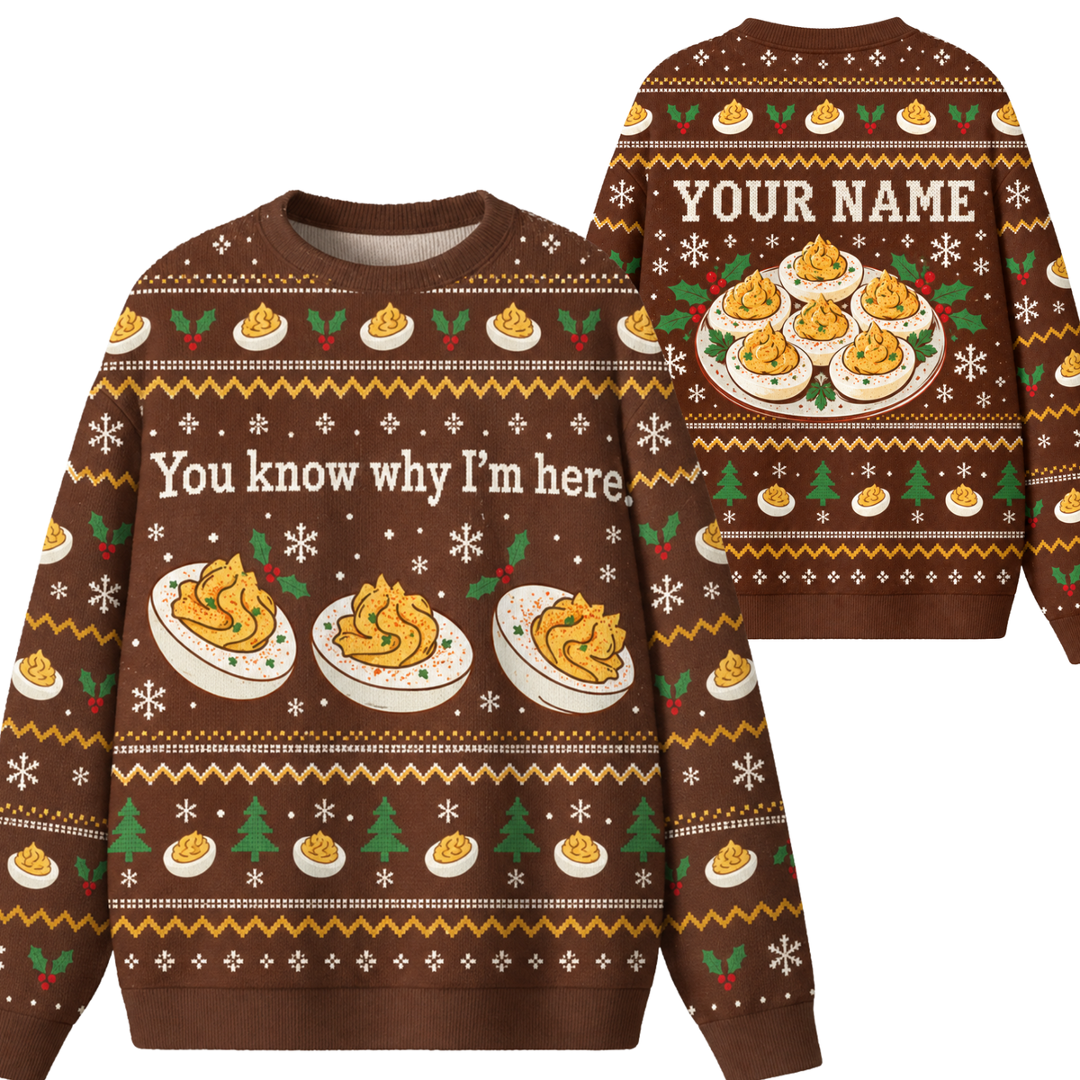 Chaotic Club Custom Deviled Eggs Holiday Party Ugly Sweatshirt