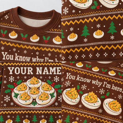 Chaotic Club Custom Deviled Eggs Holiday Party Ugly Sweatshirt