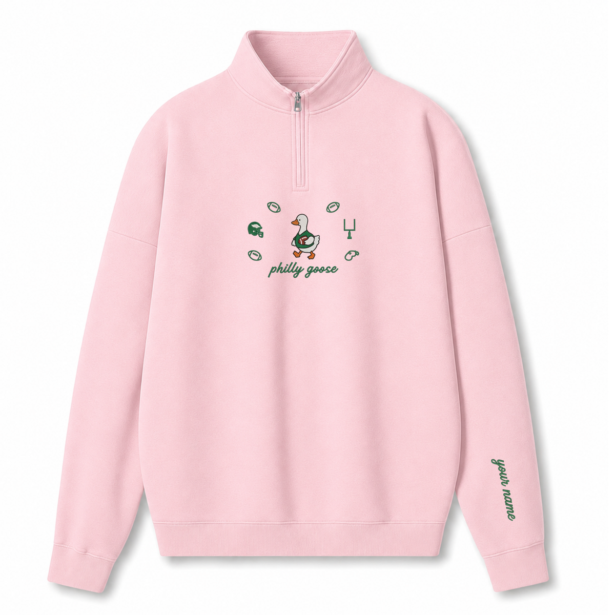 Chaotic Club Custom Goose Football Embroidered Quarter Zip Sweatshirt