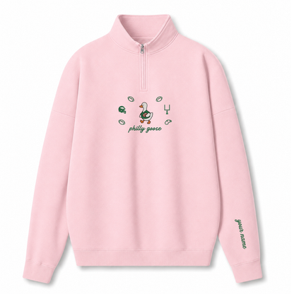 Chaotic Club Custom Goose Football Embroidered Quarter Zip Sweatshirt