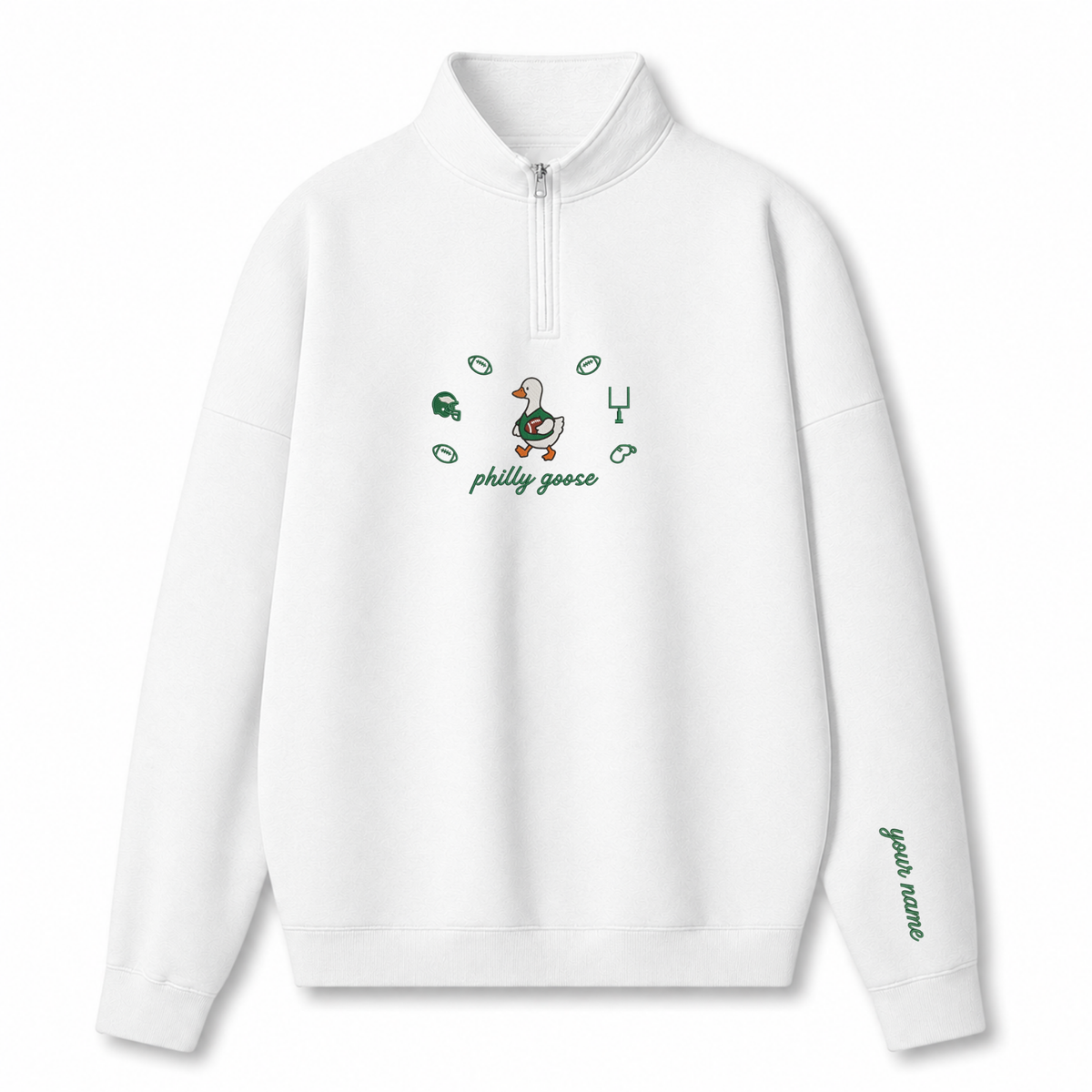 Chaotic Club Custom Goose Football Embroidered Quarter Zip Sweatshirt