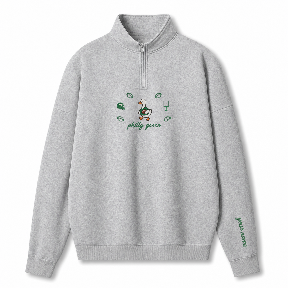 Chaotic Club Custom Goose Football Embroidered Quarter Zip Sweatshirt