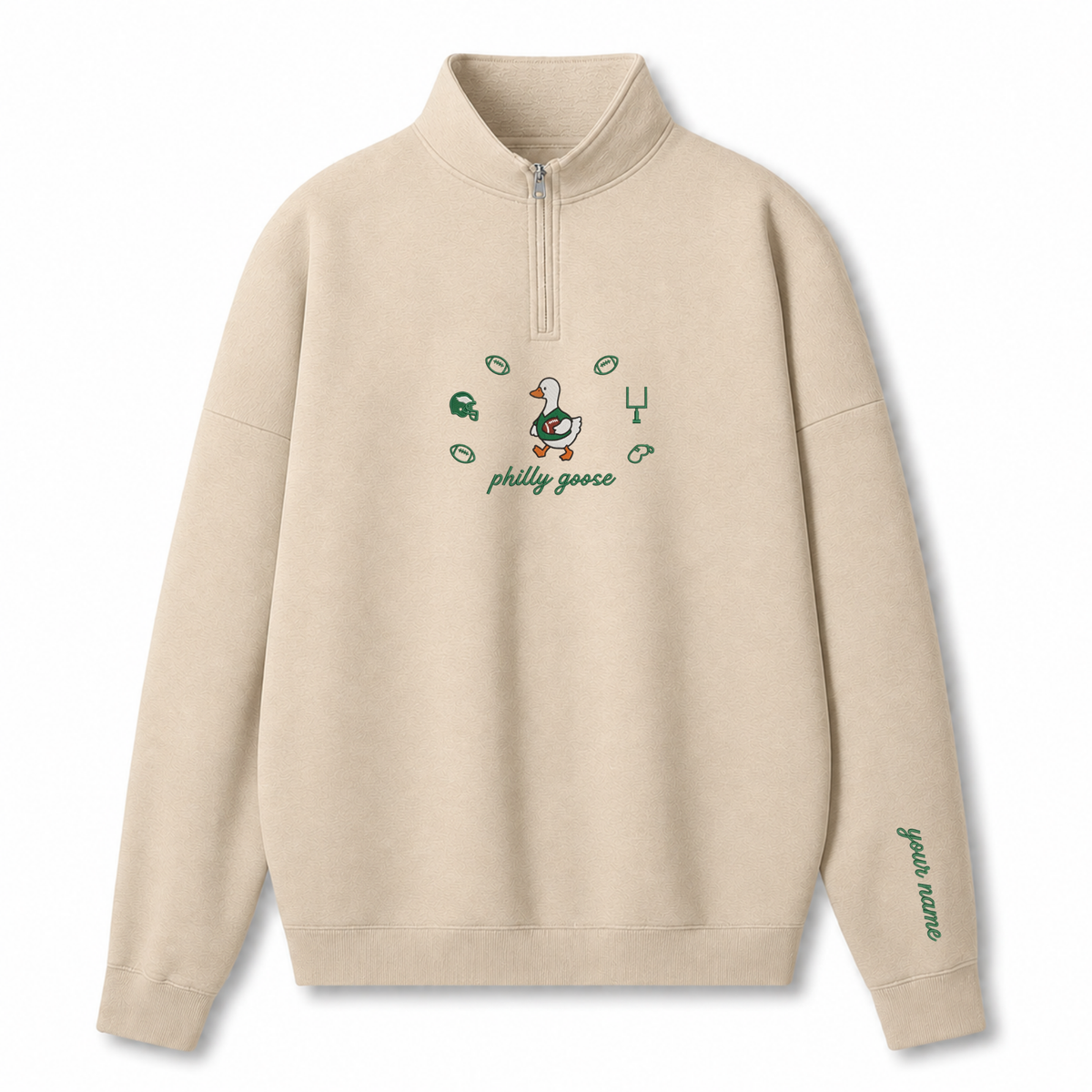 Chaotic Club Custom Goose Football Embroidered Quarter Zip Sweatshirt