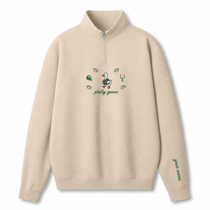 Chaotic Club Custom Goose Football Embroidered Quarter Zip Sweatshirt