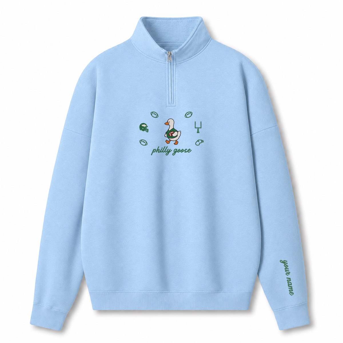 Chaotic Club Custom Goose Football Embroidered Quarter Zip Sweatshirt