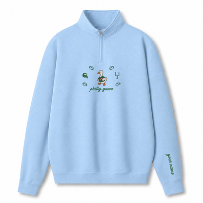 Chaotic Club Custom Goose Football Embroidered Quarter Zip Sweatshirt