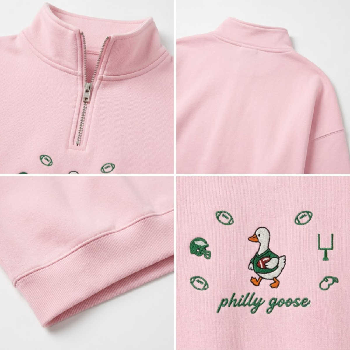 Chaotic Club Custom Goose Football Embroidered Quarter Zip Sweatshirt