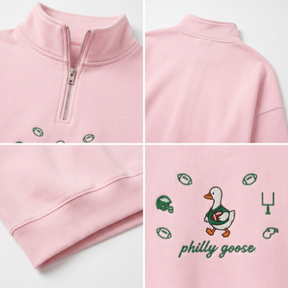 Chaotic Club Custom Goose Football Embroidered Quarter Zip Sweatshirt