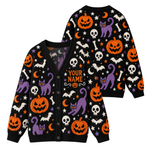Chaotic Club Custom Halloween Black Cat Knit Cardigan