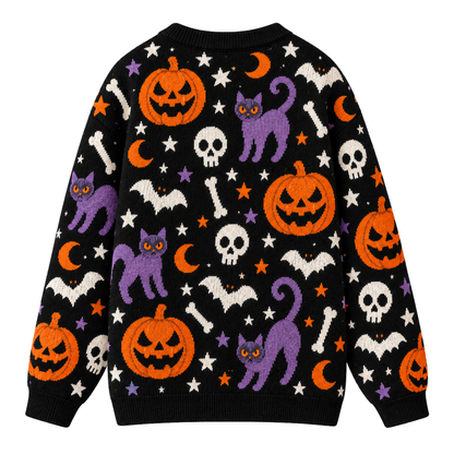 Chaotic Club Custom Halloween Black Cat Knit Cardigan
