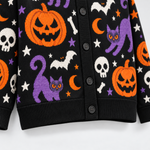 Chaotic Club Custom Halloween Black Cat Knit Cardigan